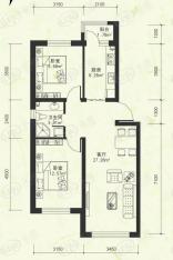 东都公元C户型 2室1厅1卫使用面积59.68平米户型图