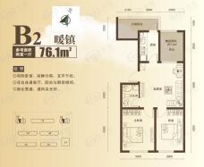 假日名居B2户型 两室一厅一卫户型图