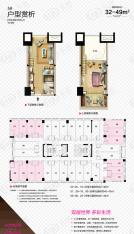 阳光城丽兹公馆5#SOHO32-49平米两室两厅一卫户型图