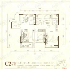 怡丰映玥明轩3室2厅2卫户型图