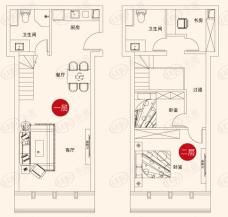 五亭龙商务国际3室2厅2卫户型图