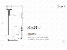 保利天寰广场1室1厅1卫户型图