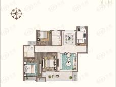 绿地运河小镇3室2厅2卫户型图
