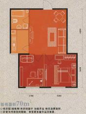 黎明东馨园房型: 二房;  面积段: 69.2 －90.2 平方米;户型图