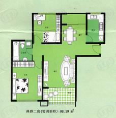 佳龙花园一期房型: 二房;  面积段: 98 －103 平方米;户型图