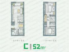 东南微公馆52平米C户型户型图