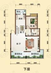 帝景湾M2户型（下层）：3房2厅2卫户型图