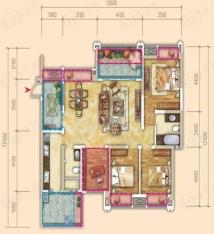 天府美岸A3：4室2厅2卫户型图