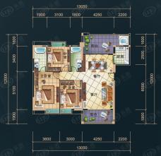 样板3号楼A2户型三房两厅两卫户型图