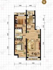 富达蓝山2室1厅1卫户型图