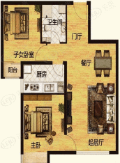 中泰自然城中泰自然城22号楼B2室2厅1卫1厨 77.42㎡户型图