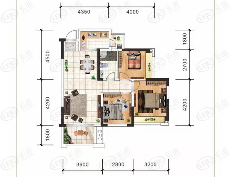 南充嘉陵鸿华御府 户型建面约88~106㎡