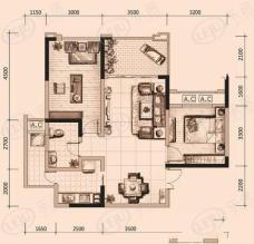 东海阿特豪斯4户型 2室2厅2卫 8栋4号房(标准层) 建面81.89平米户型图