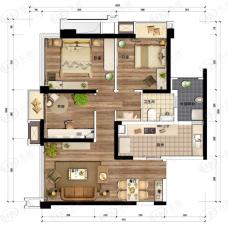 万科金域蓝岸3室2厅1卫户型图