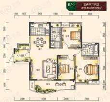 湘域熙岸B2-3户型三房两厅两卫户型图