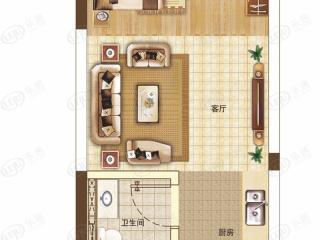 中冶·逸璟广场33㎡平层公寓户型图