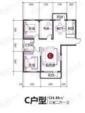 升华苑小区3室2厅1卫户型图