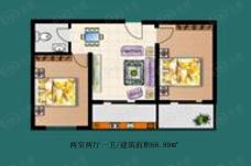 新店温泉花园2室2厅1卫1厨户型图