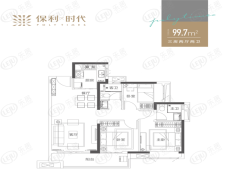 保利时代3室2厅2卫户型图