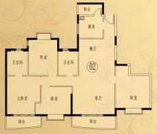 合和新城1号02单位 4房2厅2卫 164.94平米 东南户型图