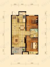 金地滨河国际左岸2室2厅1卫户型图