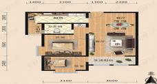 新天地大公馆2室2厅1卫户型图