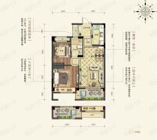 中南白马湖壹号2室2厅1卫户型图