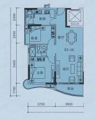 广晟海韵兰庭2室2厅1卫户型图