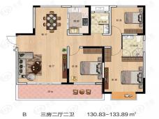 圣菲城幸福里3室2厅2卫户型图