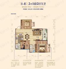 荣耀江南83平2+1房2厅1卫户型图