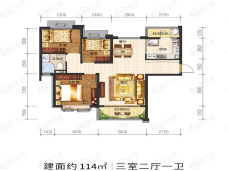 淄博恒大御澜庭3室2厅1卫户型图