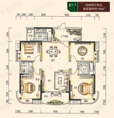 湘域熙岸F1-3户型四房两厅两卫户型图