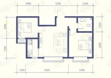 蓝爵2室1厅1卫户型图