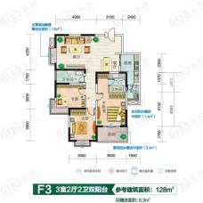 天朗蓝湖树3室2厅2卫户型图