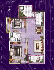 珠江花城2室2厅1卫户型图