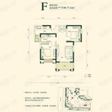 中建汤逊湖壹号高层2室2厅1卫户型图