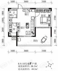 御河观景台7号楼F户型户型图