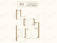 恒大逸合城3室2厅2卫户型图