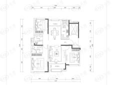 蓝城·玉蘭公馆3室2厅2卫户型图