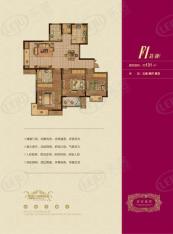 博威江南明珠苑F1户型三室两厅两卫户型图