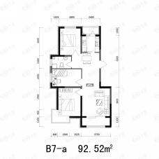 溪湖芳庭B7-a 户型 三室两厅一卫户型图