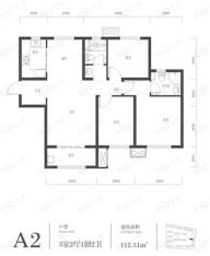 中建昆明澜庭3号楼A2户型户型图