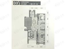 金色雅居D3户型 2室2厅1卫 87.02平户型图