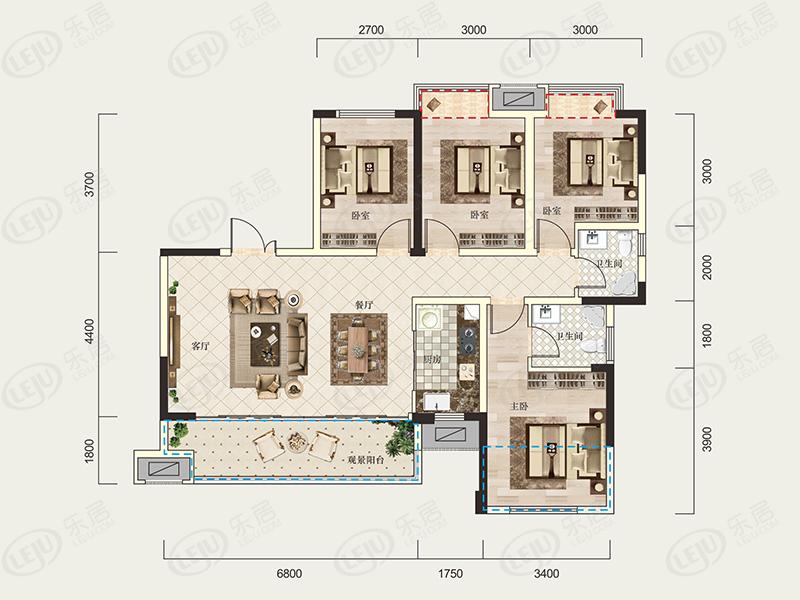 锦绣滨江华府户型图一览 户型面积78.79~129.45㎡ 起价约7800元/㎡