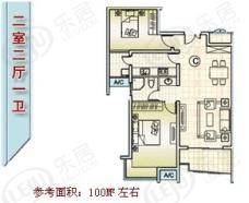 东盛四季花城2室2厅1卫户型图