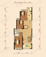 恒大翡翠龙庭100㎡ 三房两厅一卫户型图