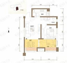 合能十里锦绣2室2厅1卫户型图