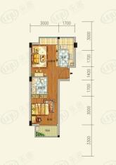 福晟钱隆学府E6型 建筑面积约41.91m2 一房一厅一卫户型图