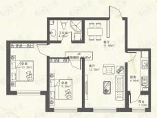 东都公元J4户型2室2厅1卫使用面积52.87平米户型图