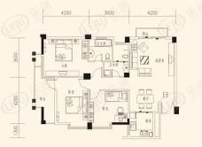 宜家·龙臣房型: 三房;  面积段: 109 －116.2 平方米;户型图
